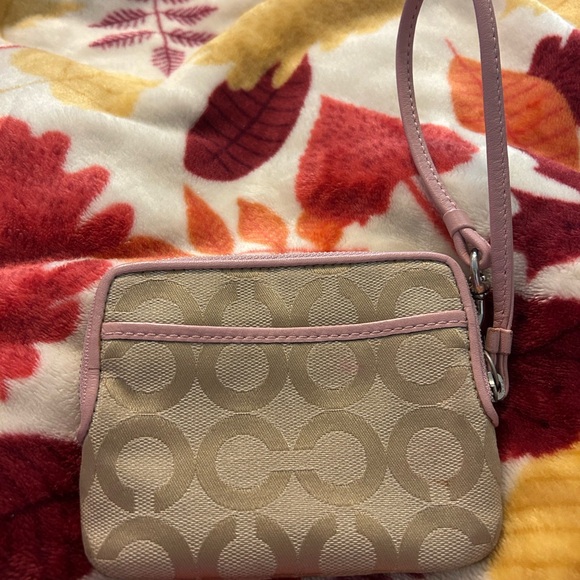 Coach Poppy Beige and Pink Wristlet - Picture 2 of 7